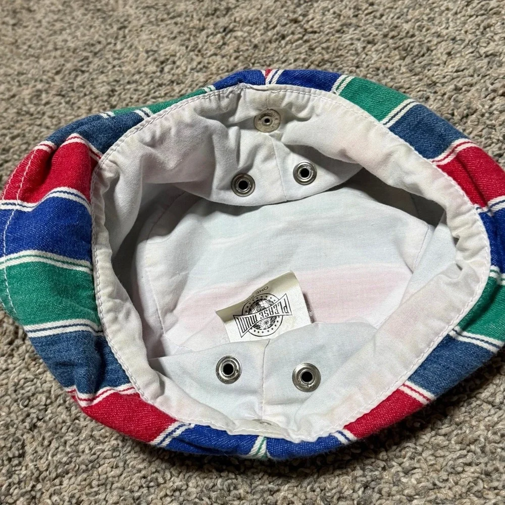 Vintage color Block Kids 4T Striped Shortall Romper Matching Hat Made Canada